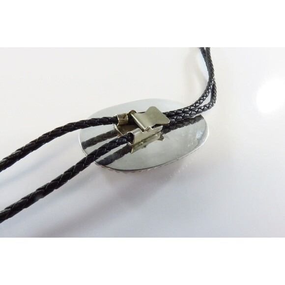 Sterling Oval Plaque with Eagle & Turquoise Bolo Tie by Cheyenne Mel Whitebird - Picture 4 of 6